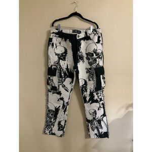 NWOT Rebel Vengeance Skeleton Pants Men’s 34 Graphic Cargo Goth Y2K Streetwear